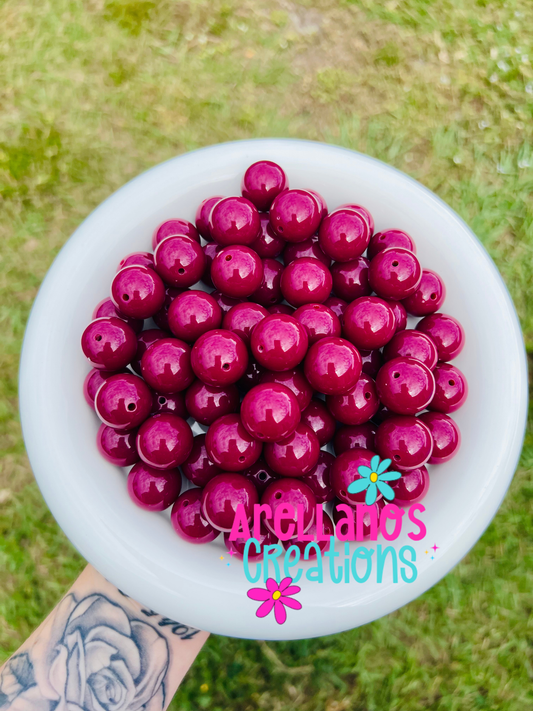 BS-132 cranberry solid 20mm bubblegum bead (1PC)
