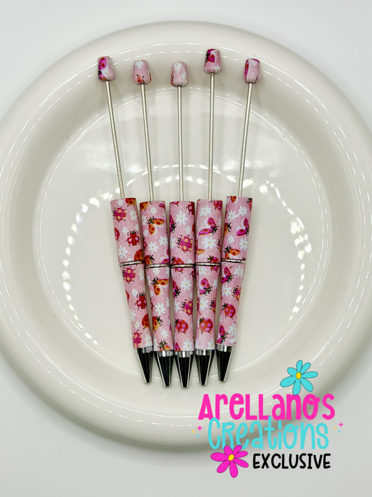Floral Pink Lady Bugs Printed Pen (1ct) EXCLUSIVE