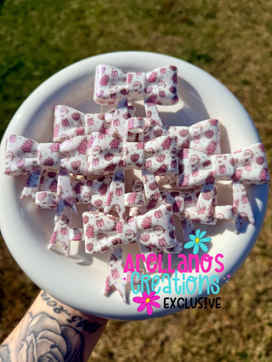 #168 pink Santa baby large shiny bow straw topper EXCLUSIVE