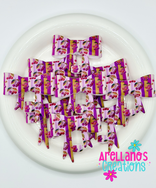 #315 Vintage Cherry Wallpaper Large Bow Straw Topper