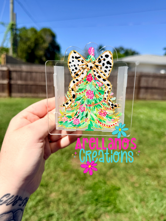 Christmas tree W/ cow print how - acrylic pen holder
