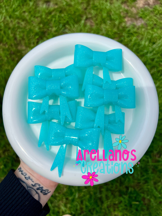 #36 baby blue jelly glitter large bow focal OR straw topper