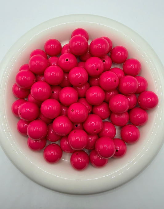 BS-130 Shocking pink 20mm solid bubblegum beads