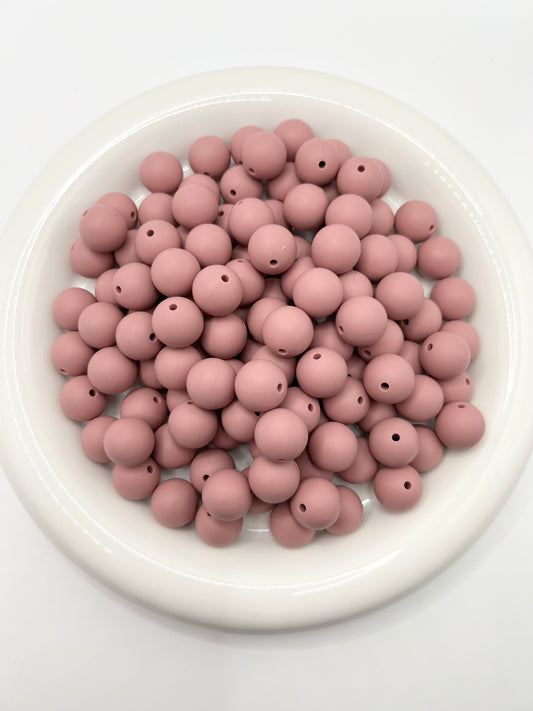 15mm mauve solid silicone beads