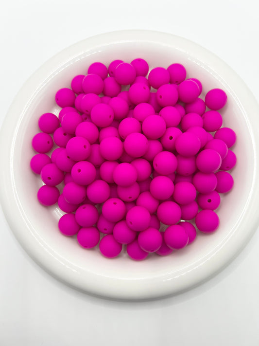 15mm fuchsia solid silicone beads