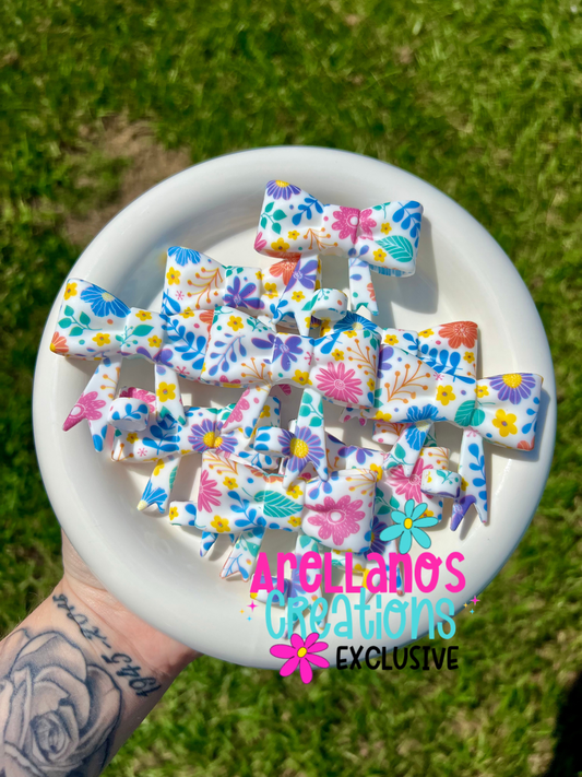 #104 pastel meadow daisys - large straw topper bow EXCLUSIVE