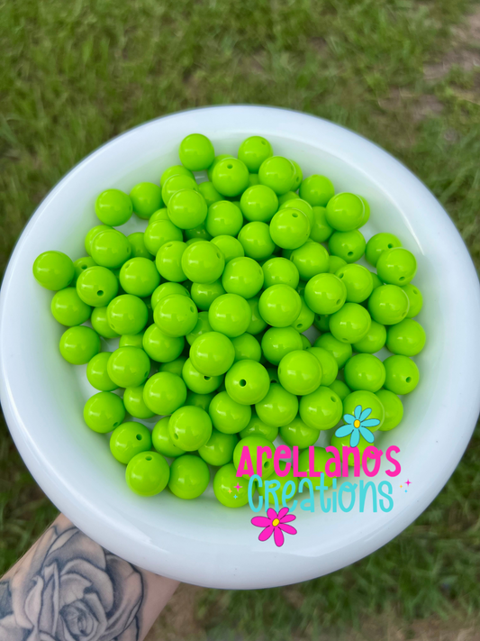 15mm lime green liquid silicone beads
