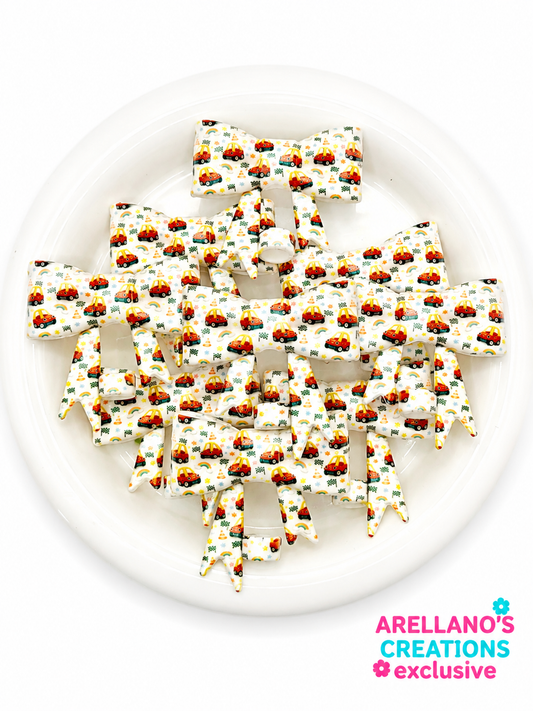 #328 Nostalgic Red Little Tike Car Large Bow Straw Topper (Opal) EXCLUSIVE Collab 1ct