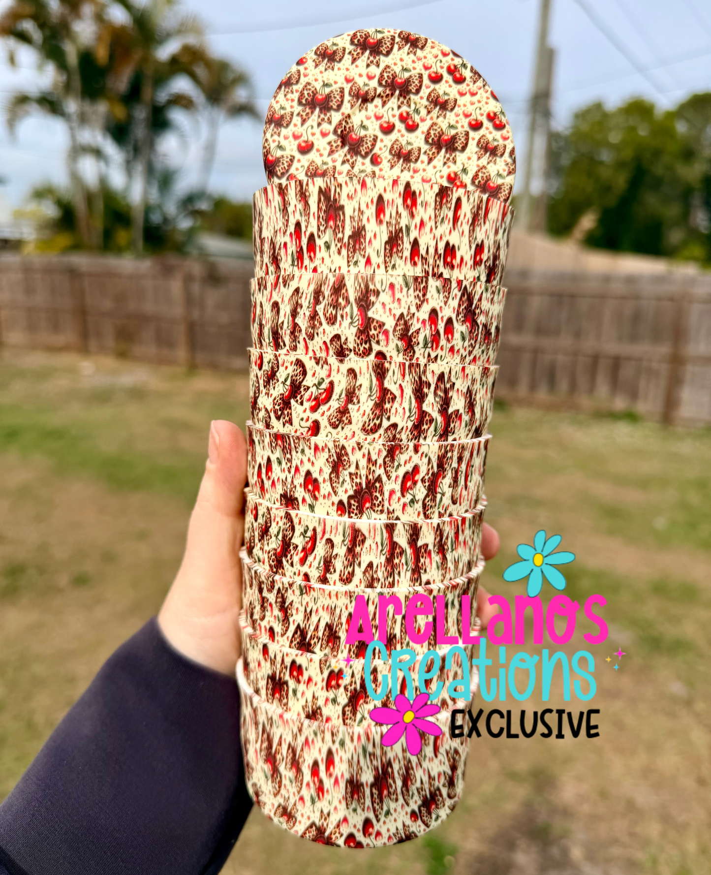 Wild cherries printed silicone tumbler boot (1PC) EXCLUSIVE