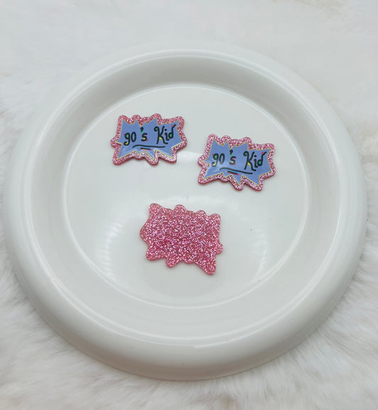 90s kid glitter flatback acrylic