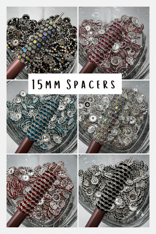 15mm Wavy Rhinestone Spacers - 10 Pack (8 COLORS)