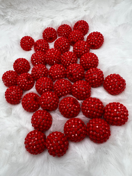 Cherry red 20mm rhinestone beads (sold individually)