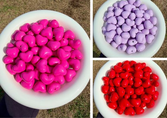 17mm acrylic heart beads (3 color options) 1PC