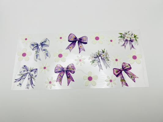 Purple daisy bows 16oz UV DTF wrap