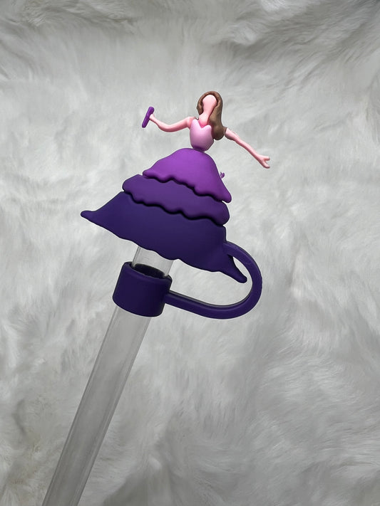 3D Taylor purple dress straw topper (PVC)