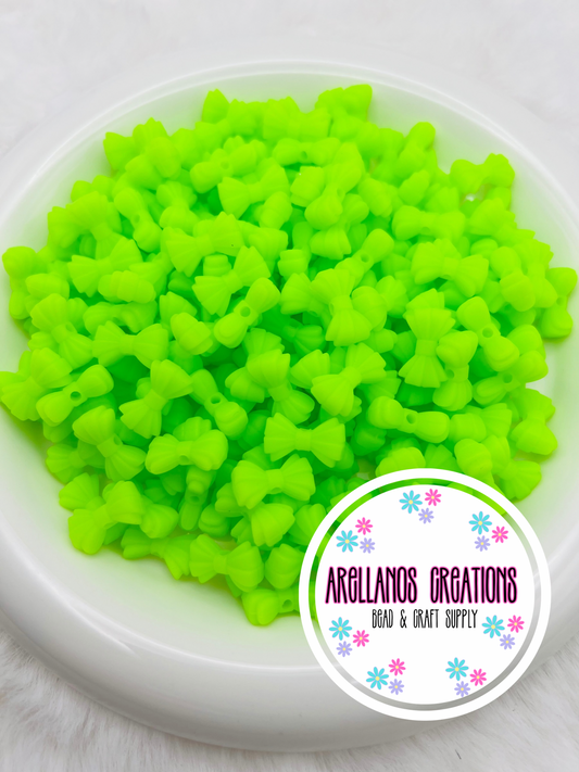 3D MINI lime green ribbed bow EXCLUSIVE focal