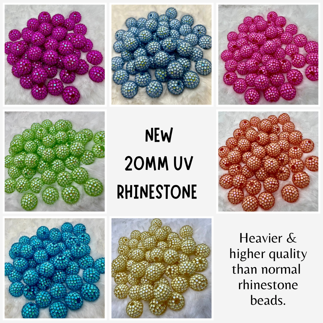 20mm new UV rhinestone beads (7 different colors) sold individually