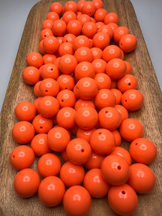 Neon Orange Solid 20mm Bubblegum Beads (Pack of 5)