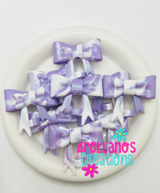 #80 lavender swirl shiny large bow straw topper
