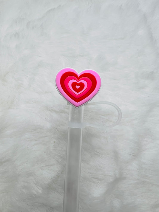 Pink radiant heart straw topper (silicone)