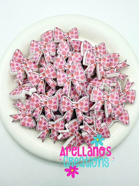 Candy Dice Hearts - Flat Printed Bow Focal