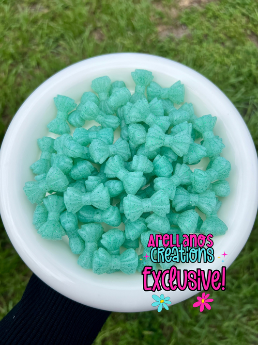 3D Teal glitter ribbed bow EXCLUSIVE  focal