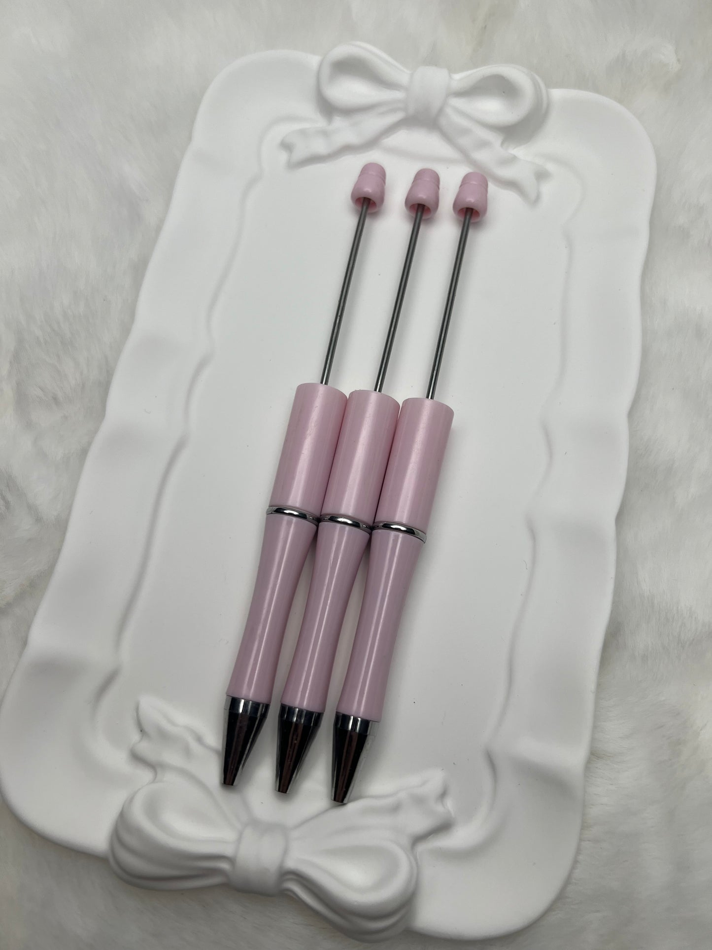 Pale pink beadable plastic pen