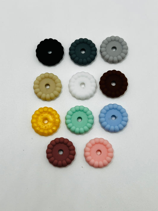 15mm flat silicone disk spacers (11 different colors)