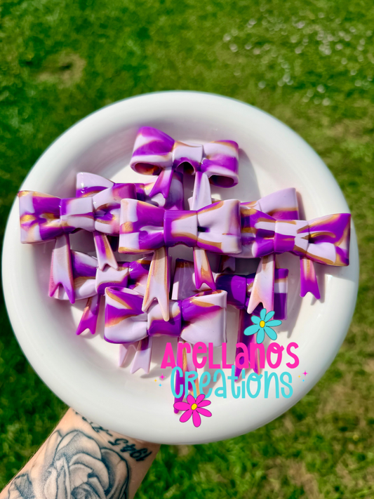 #159 purple taffy shiny swirl large bow FOCAL