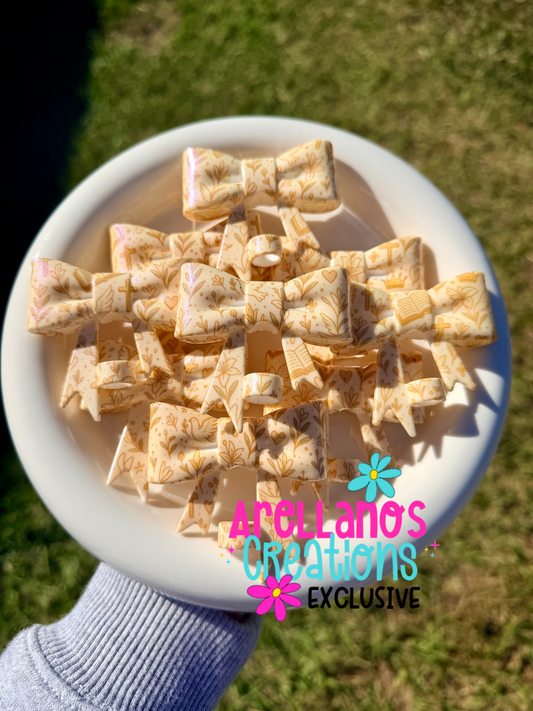 #166 Boho golden bible shiny large bow straw topper EXCLUSIVE