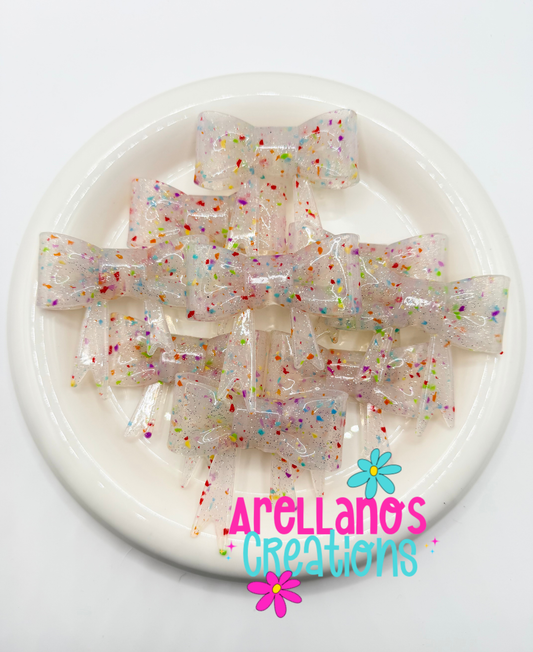 #197 Clear Confetti Large Shiny Bow Focal