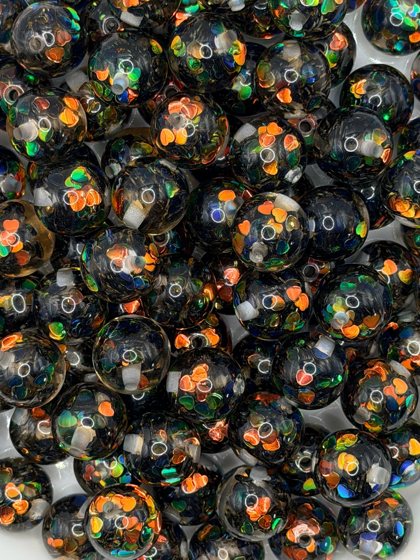 16mm Black Heart Confetti Acrylic Beads (1PC)