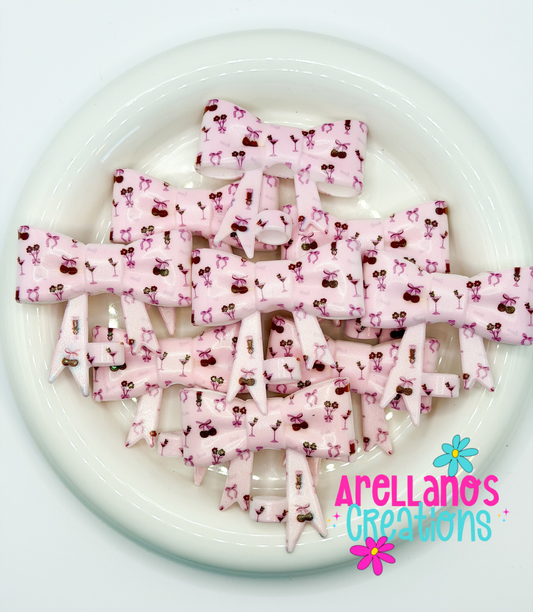 #250 Cherry Cocktails Large Bow Straw Topper (Opal)