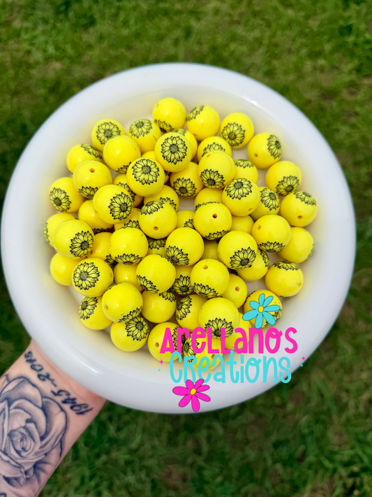 20mm sunflower bubblegum beads
