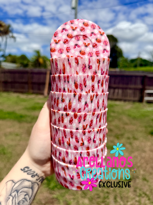 Pink Floral Ladybugs Silicone Tumbler Boot (1ct) EXCLUSIVE