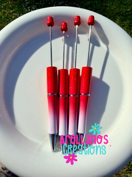 Red glitter ombré beadable pen (1PC)