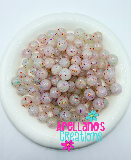 15mm Clear Confetti Silicone Beads (1PC)