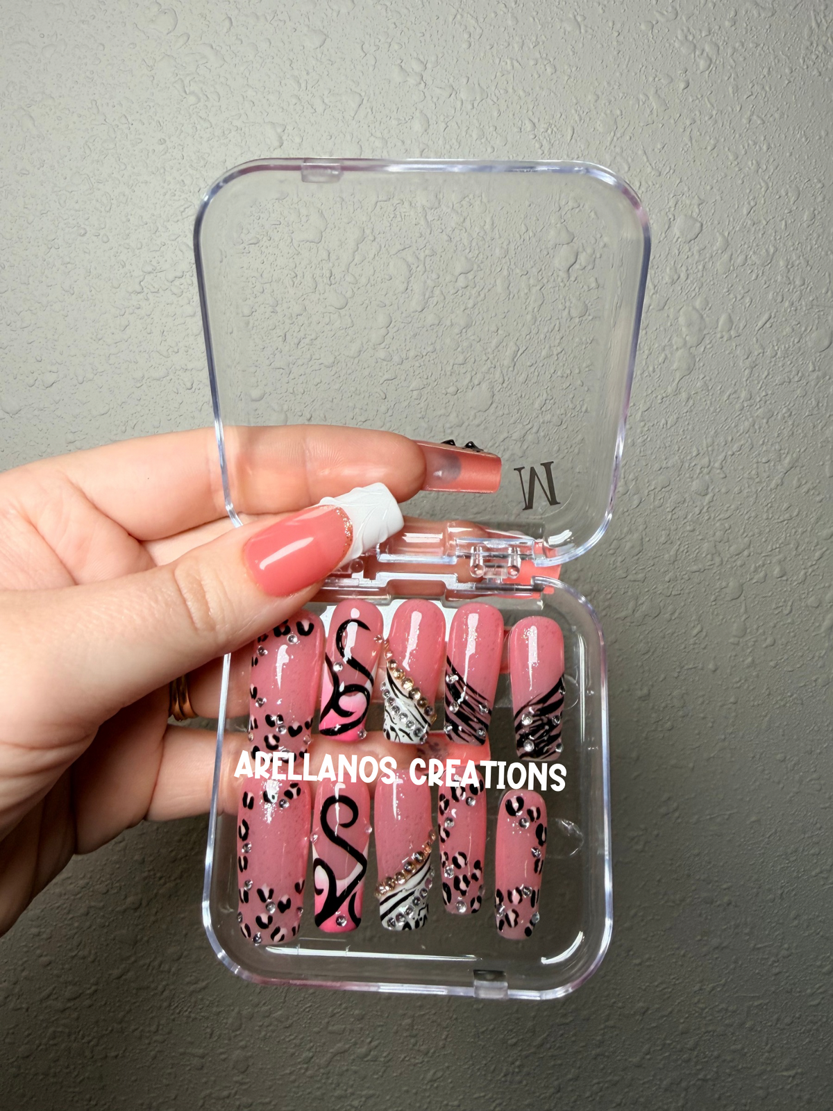 Pink Y2K Animal Square Nails - Medium size