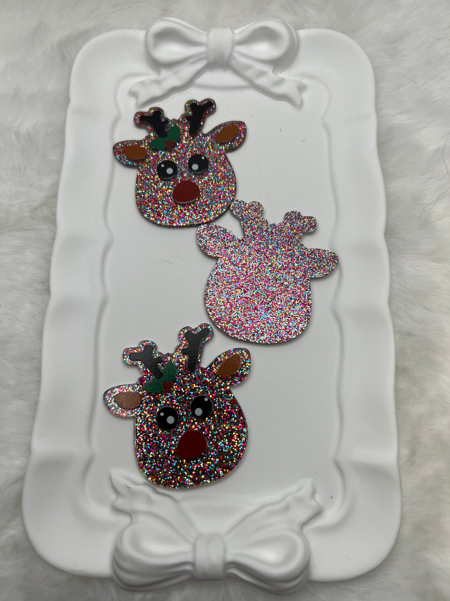 Glitter reindeer flatback acrylic