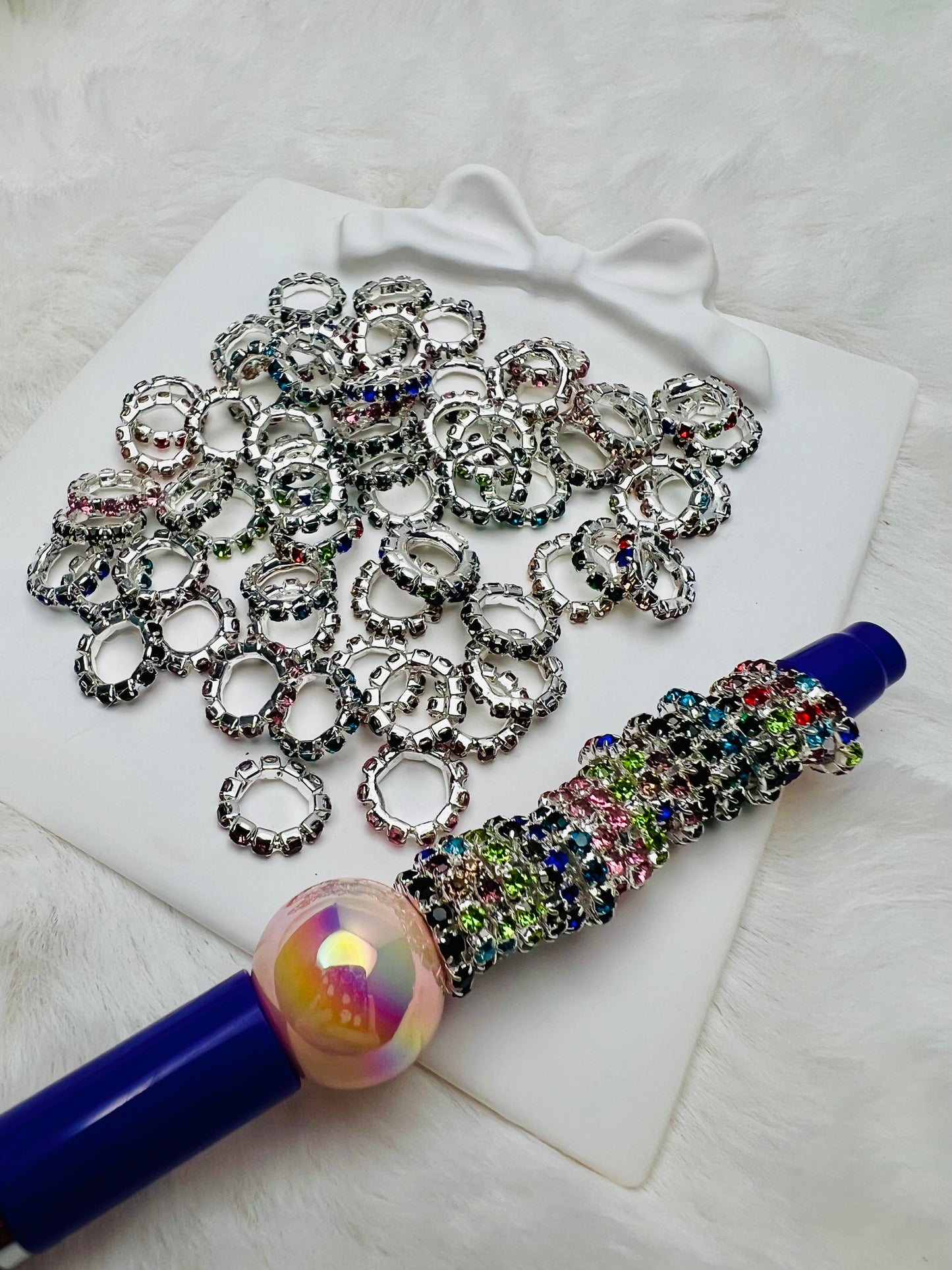 Flat rhinestone spacer mix 10mm (pack of 10)