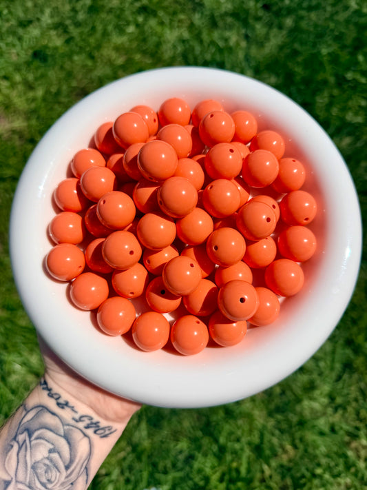 20mm peachy orange bubblegum acrylic beads