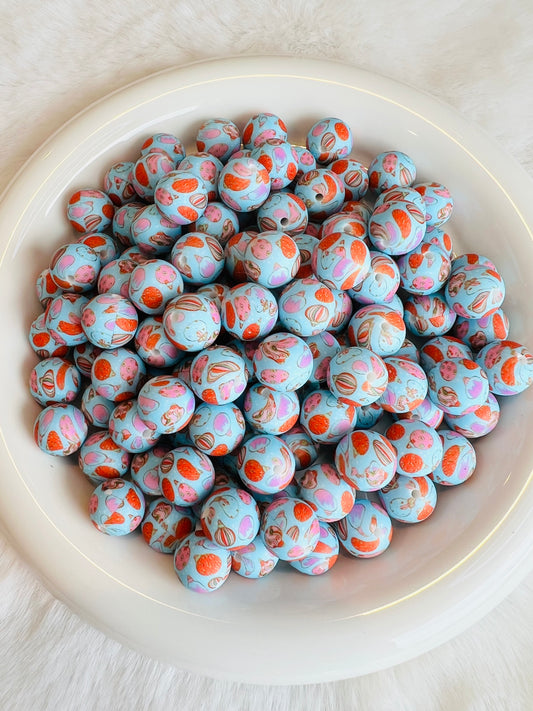 Dainty Christmas ornament printed silicone beads (15mm or 19mm)