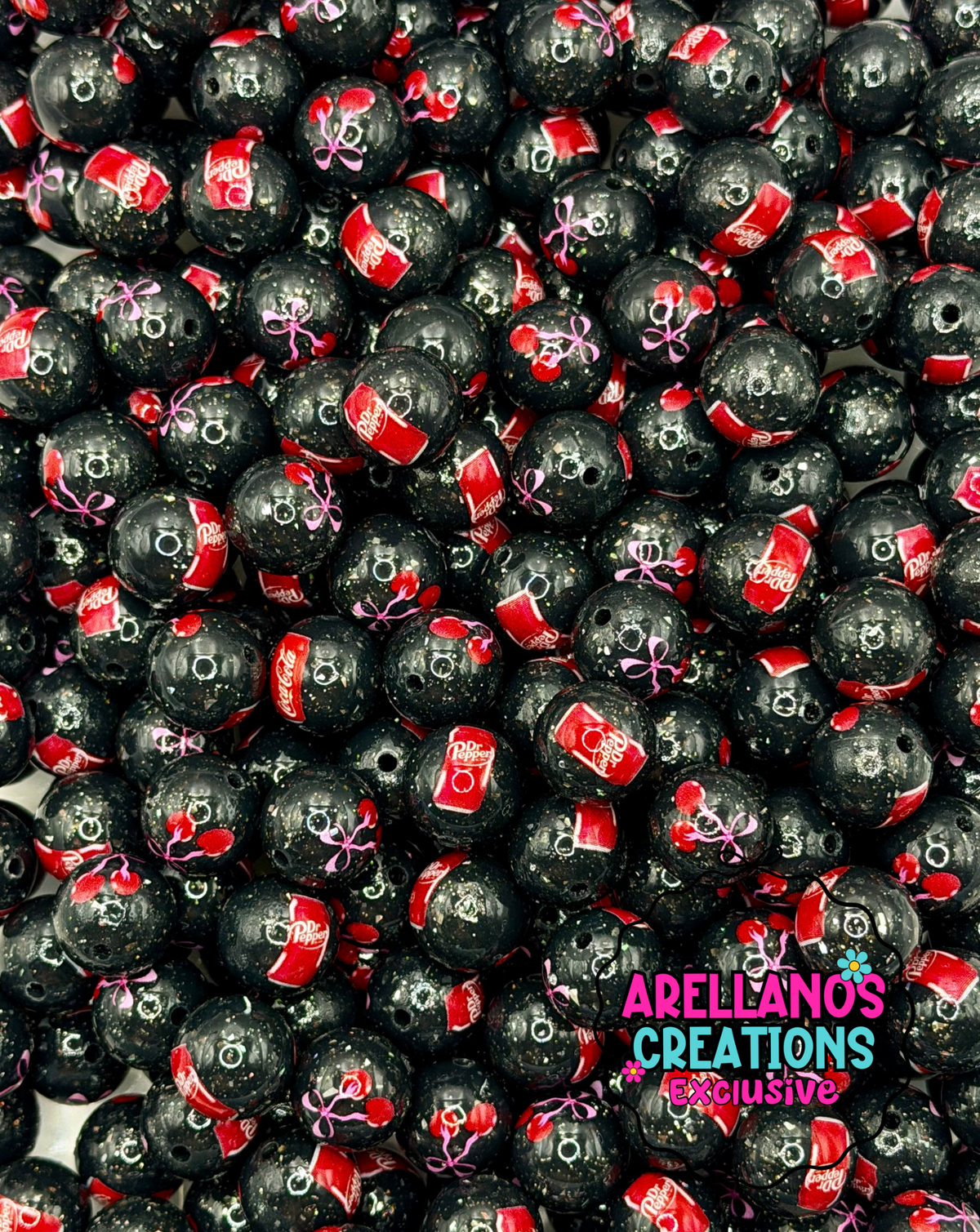 Retro Dr Pop 15mm shiny glitter silicone beads (1ct) EXCLUSIVE
