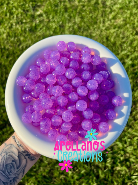 15mm dark purple jelly glitter silicone beads