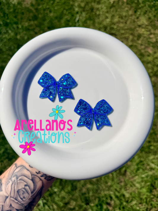 AF-51 blue glitter bow acrylic flatback