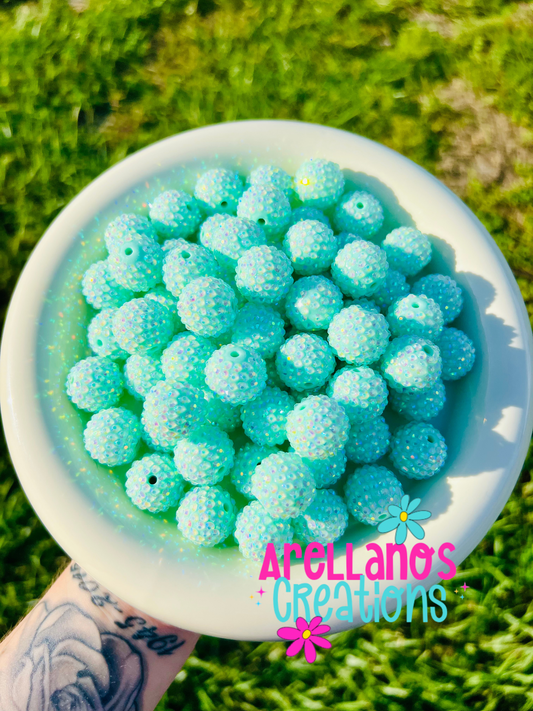 20mm mint rhinestone AB beads