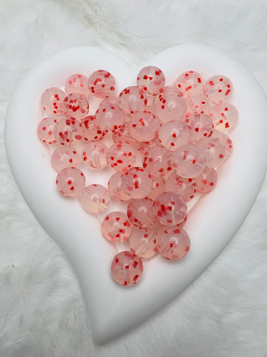 Heart confetti 15mm silicone beads (sold individually)