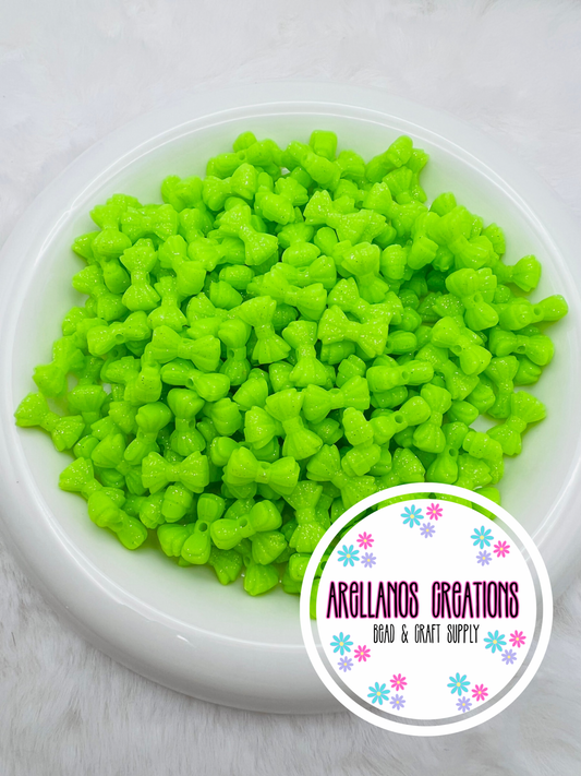 3D MINI lime green glitter ribbed bow EXCLUSIVE focal
