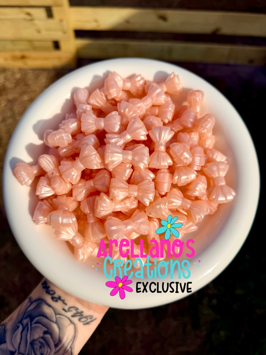 3D peachy rose ribbed bow EXCLUSIVE Focal