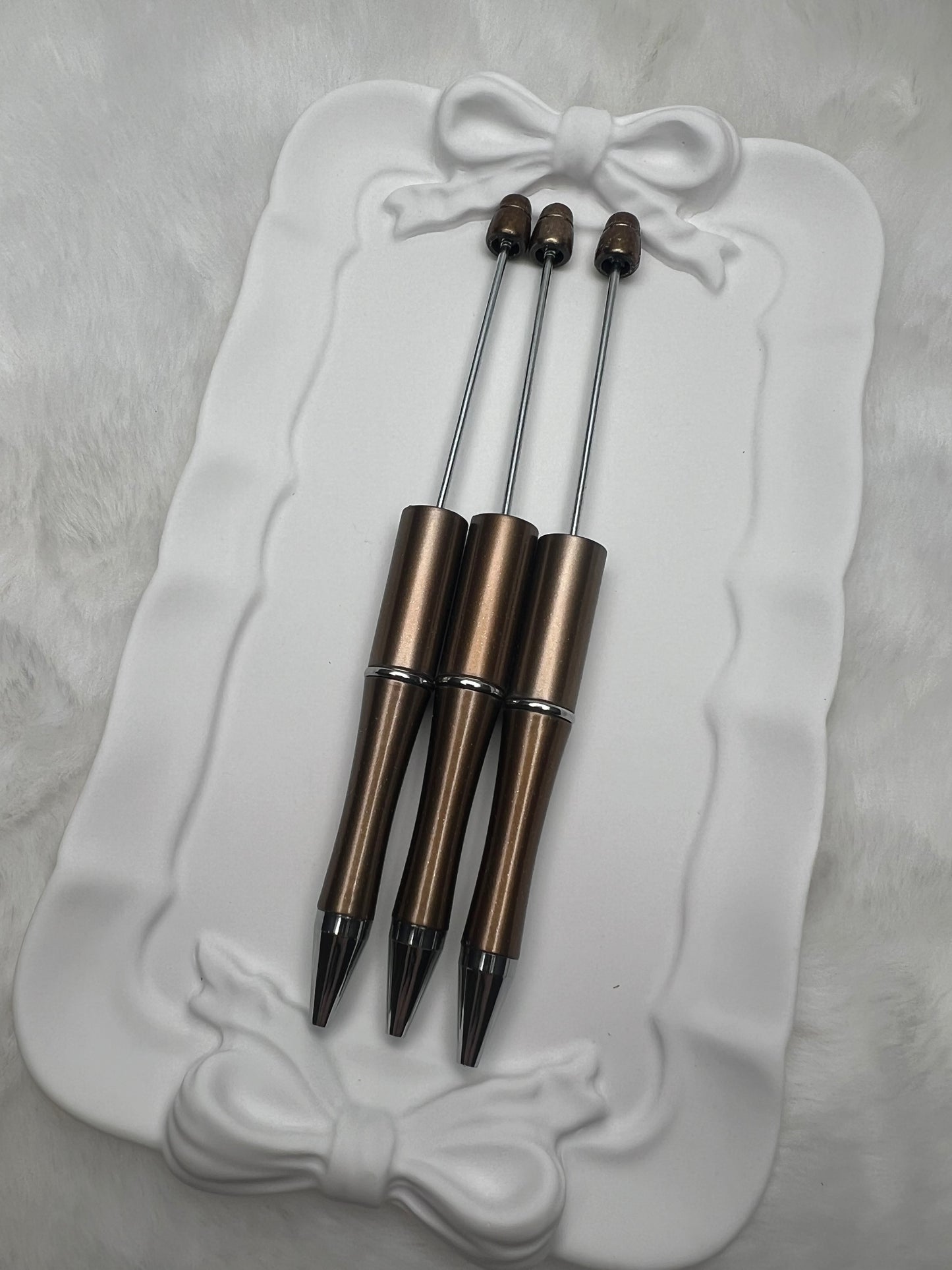 Glitter copper beadable plastic pen